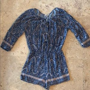 Blue and grey long sleeve romper